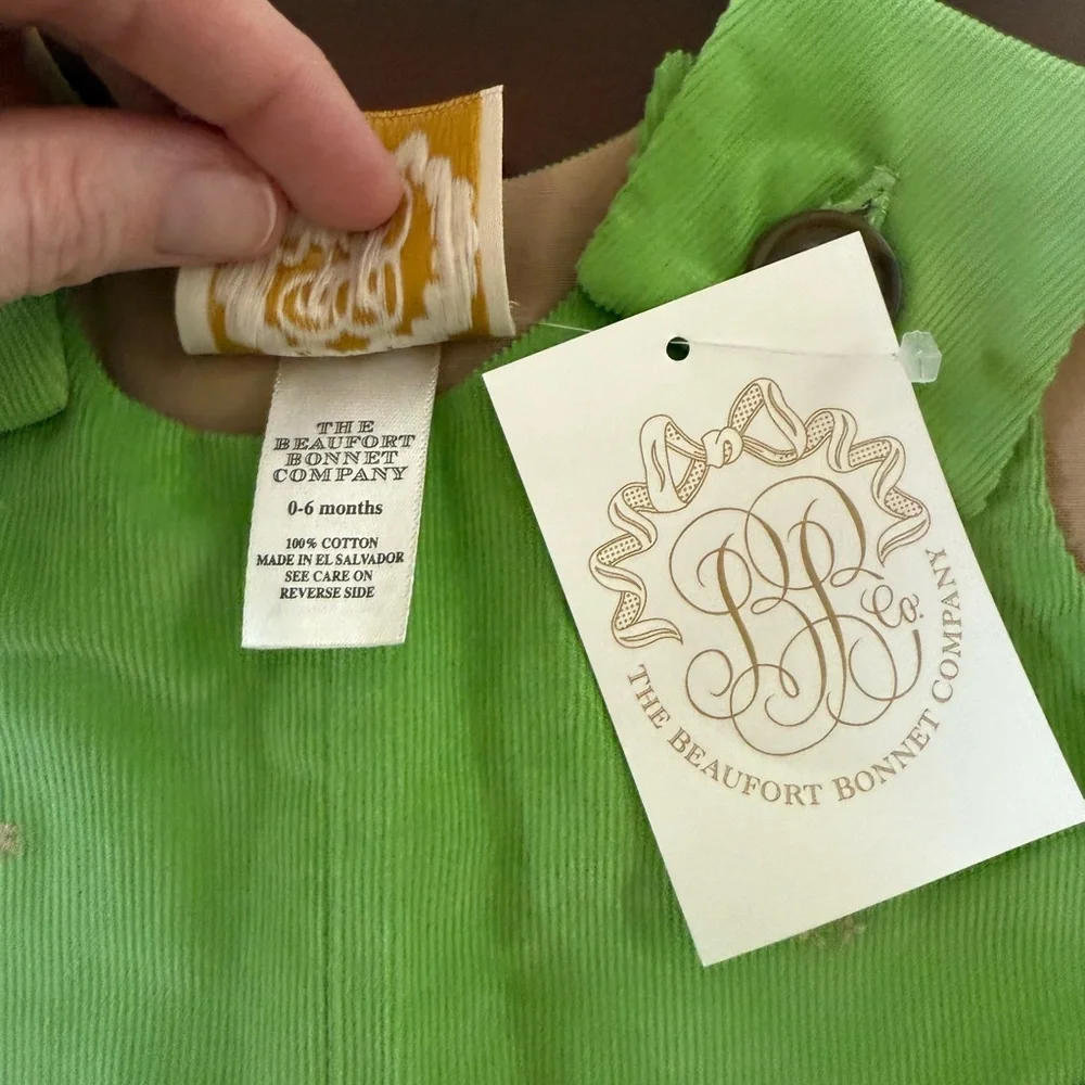 NWT The Beaufort Bonnet Company Jon-Jon Green Corduroy Overalls - Picture 3 of 3